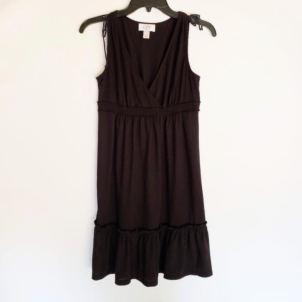 LOFT Black Sleeveless Peasant Dress